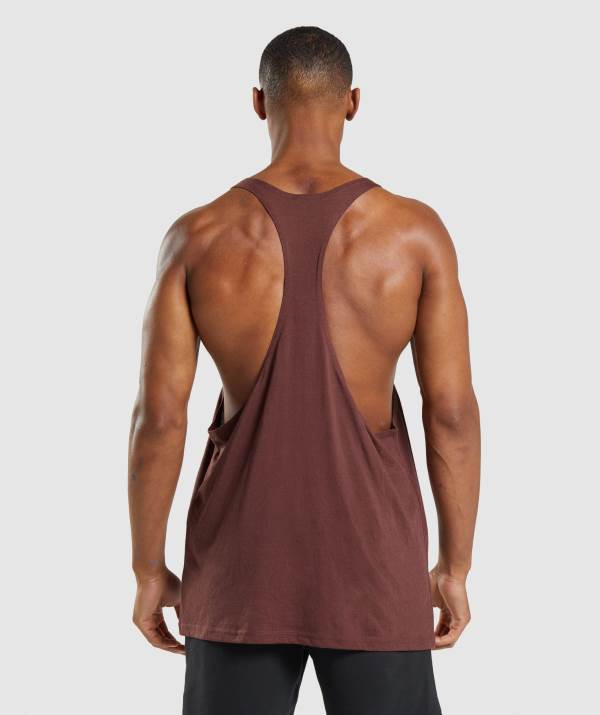 Panske Tielko Gymshark Legacy Stringer Ruzove Hnede | MY0853624